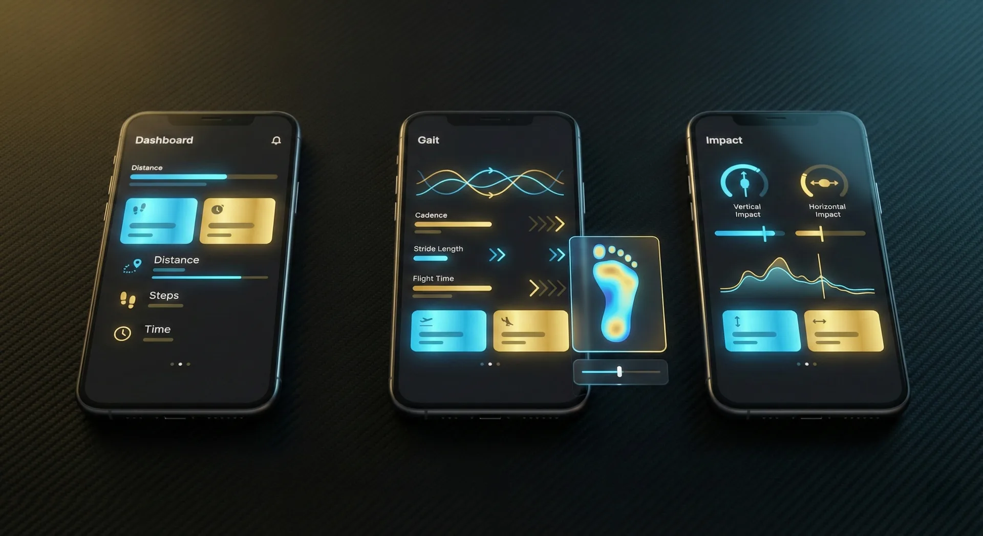 App UI mockups — Dashboard / Sprint / AI Coach